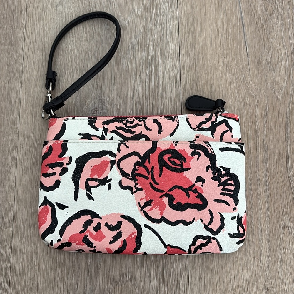 Giani Bernini Womens Wristlet Small Pink White Red Floral Print Spring - Picture 2 of 8
